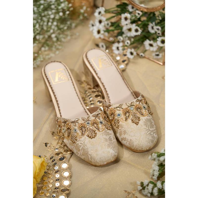House of Vian Shahnaz Gold Mules (EURO 36)