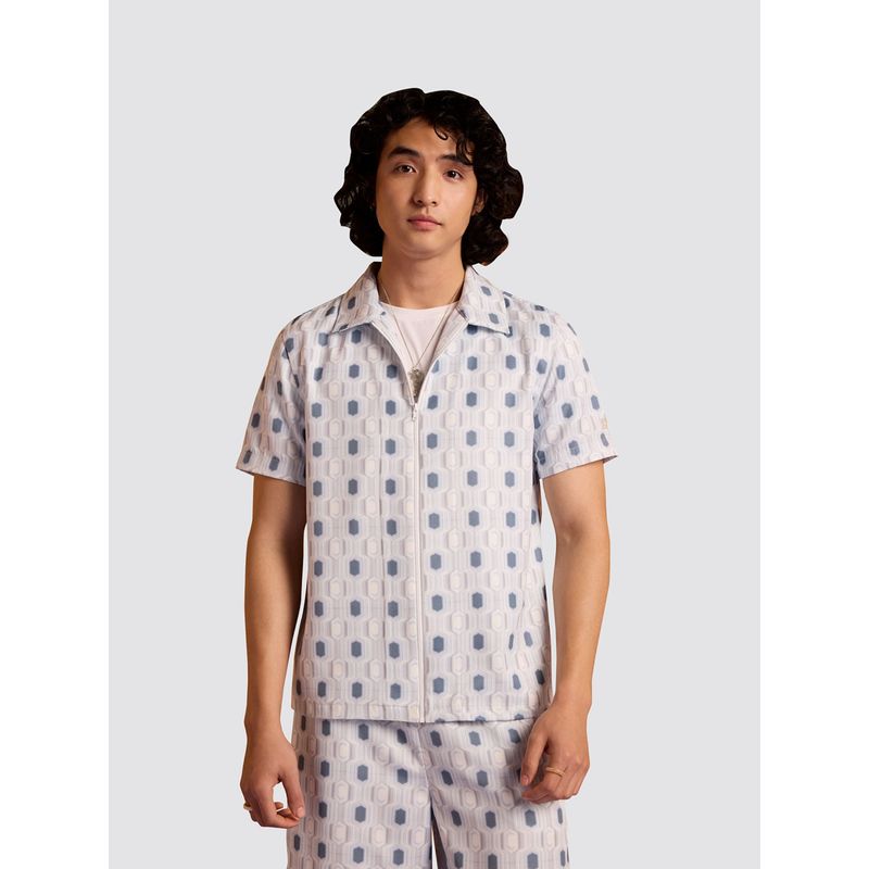 Muvazo Geo Fusion Shirt Greyish Blue (XS)