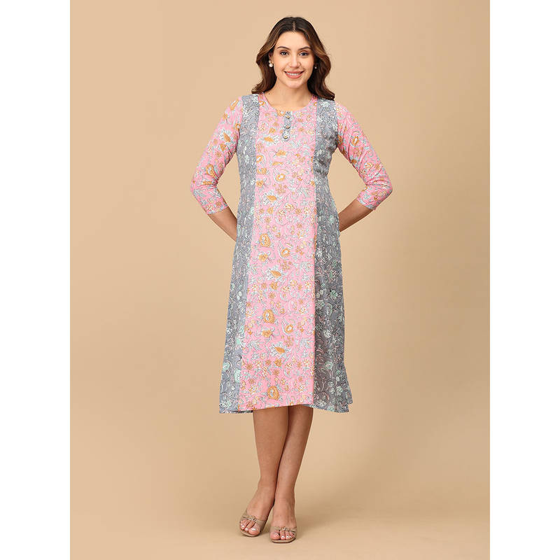 The Mom Store Chhaya Gulal Maternity and Nursing Kurti Dress (S)