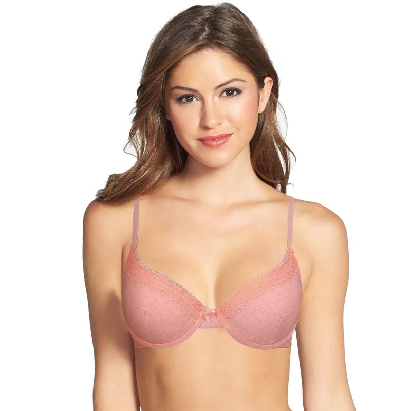Shyaway Melange Lace Neckline Padded Wired T-shirt Bra - Pink (36C)
