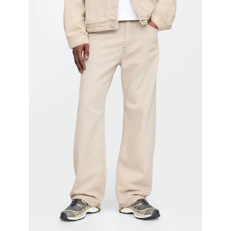 GAP Men Beige Loose Fit Wide-Leg Jeans (36/32)