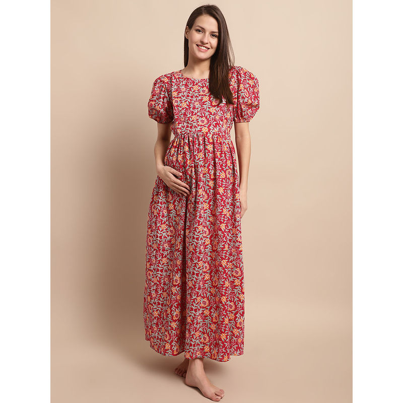 Secret Wish Womens Maroon Floral Maternity Dress (XL)
