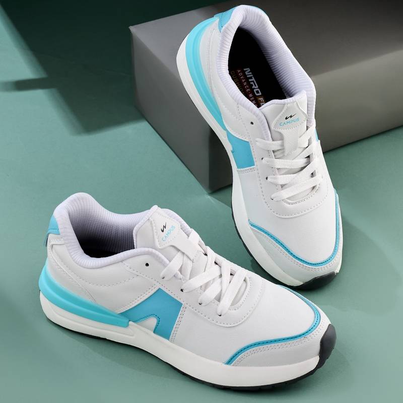 Campus GLAMS White & Blue Women Sneakers (UK 4)