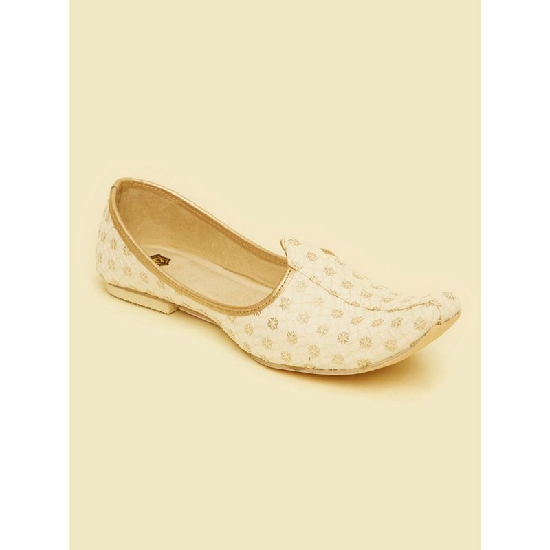 Manyavar Exquisite Cream Georgette Juttis for Men (UK 10)