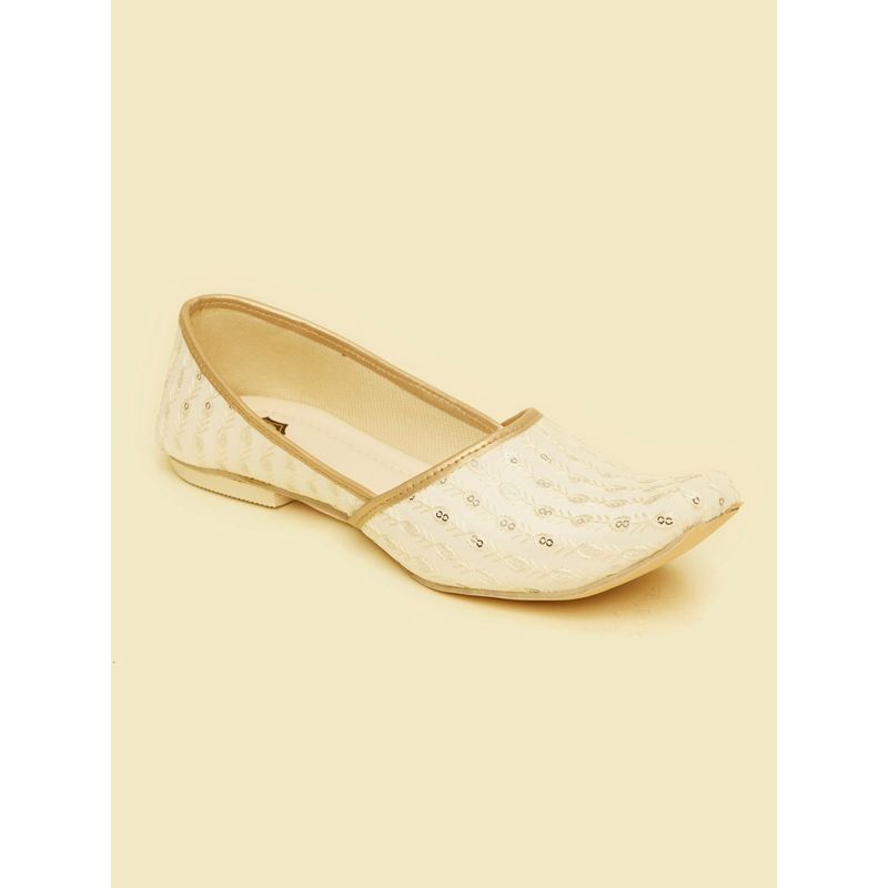 Manyavar Charming Cream Juttis for Men (UK 10)