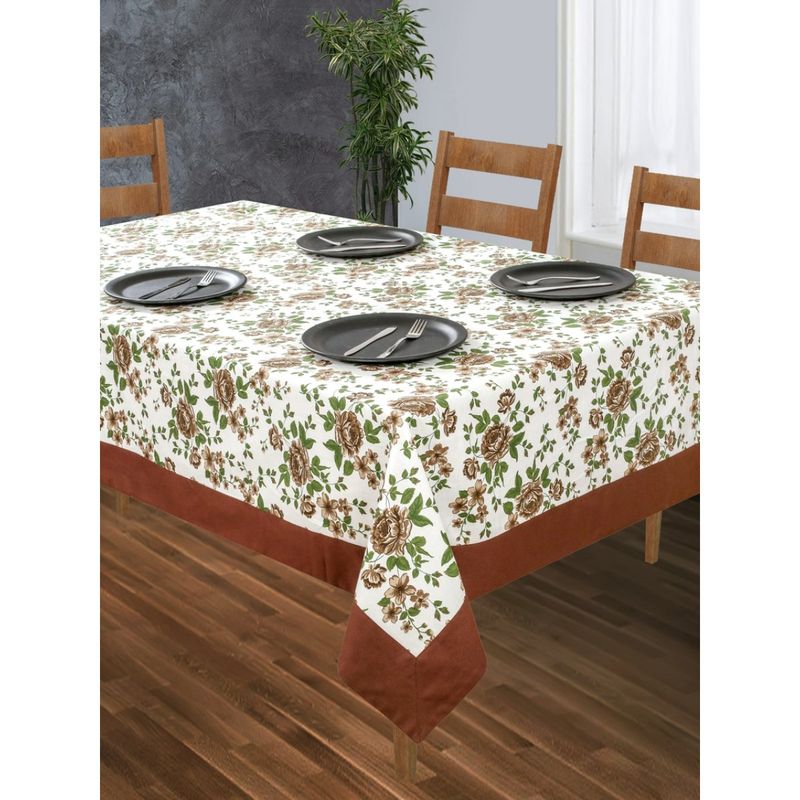 SHADES OF LIFE New Brown Rose With Plain Bordercenter Table Cover (60 X 40 Inches)
