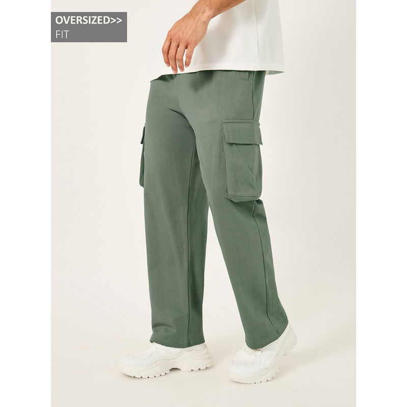 Styli Men Solid Oversized Straight Leg Track Pant with Cargo Pockets (XL)