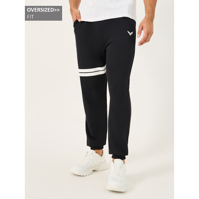Styli Men Oversized Joggers with Contrast Stripes & Embroidery (M)
