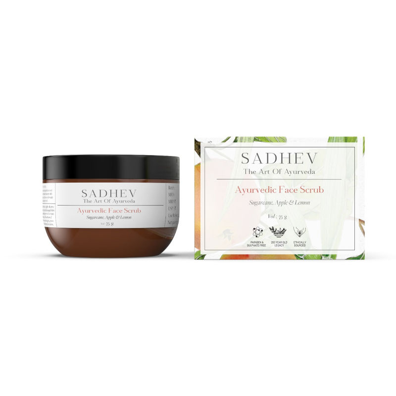 SADHEV Ayurvedic Face Scrub With Sugarcane, Apple & Lemon