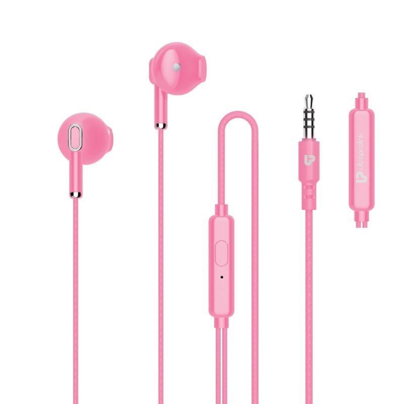 UltraProLink Pastels UM1130 Noise Isolation Hands free Earphones with Mic Pink