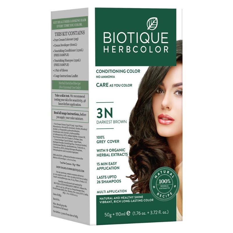 Biotique Herbcolor Hair Color 3N - Darkest Brown