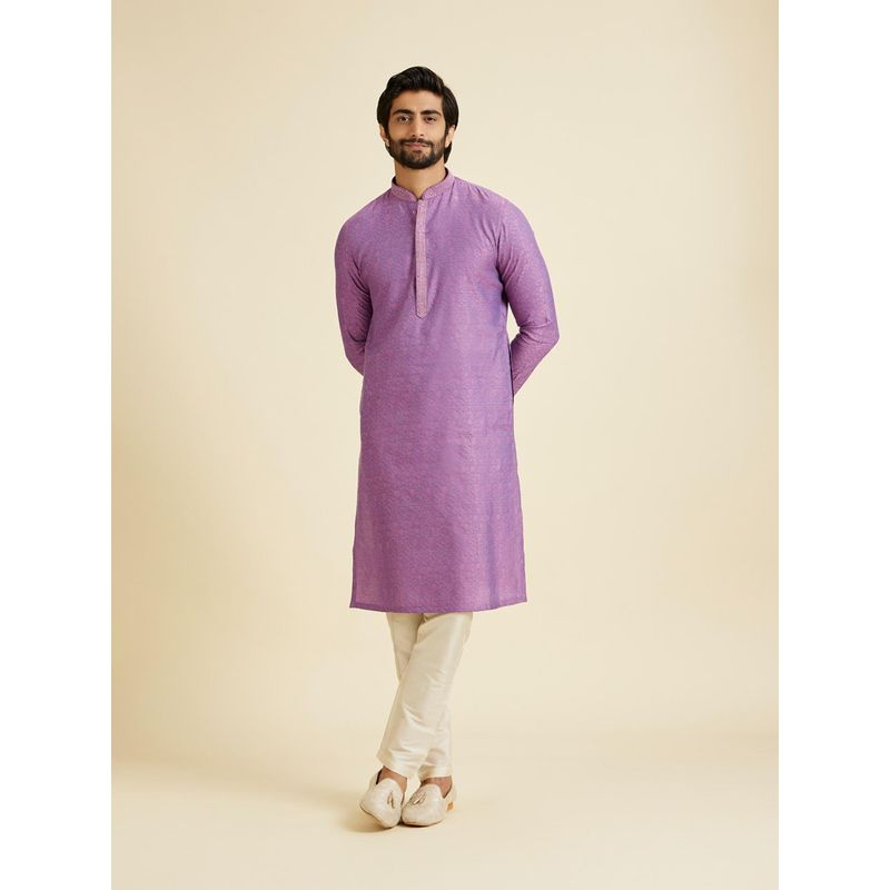 Manyavar Regal Purple Kurta with Pyjama Fiesta for Men (M)