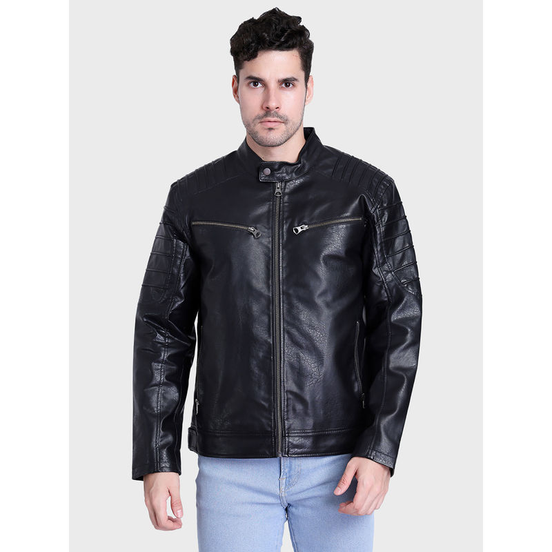 Justanned Grease Black Leather Jacket (M)