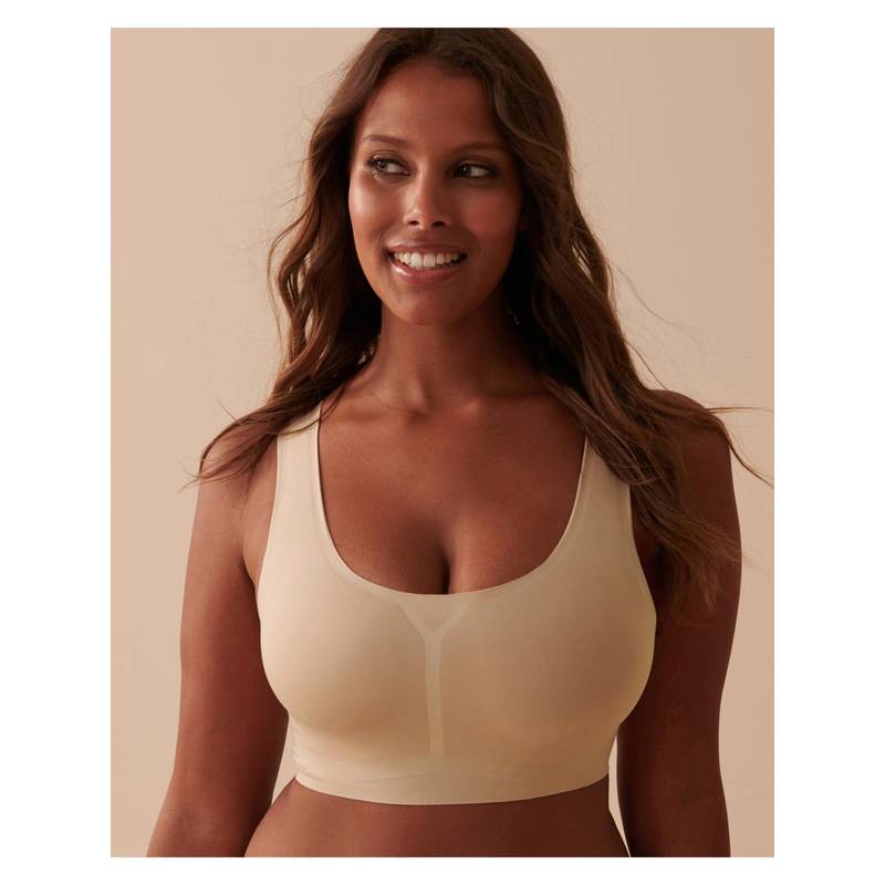 La Vie En Rose Peach Lightly Lined Full Coverage Lounge Tank Bra (S)