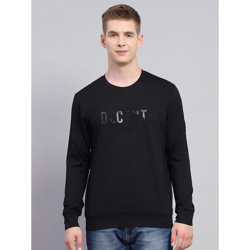 Monte Carlo Mens Printed Black Round Neck Full Sleeve T-Shirt (L)