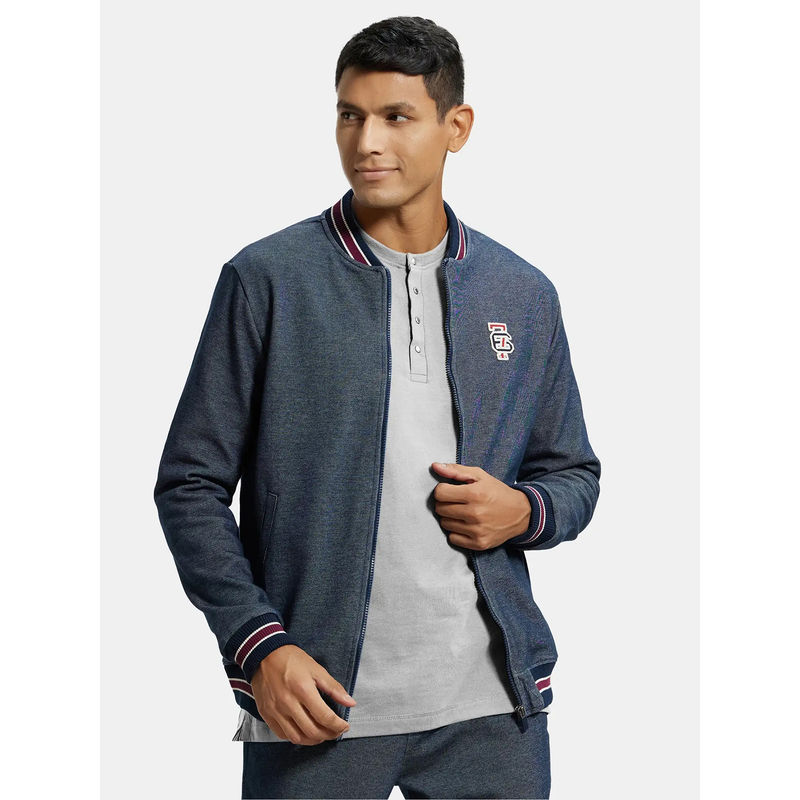 Jockey UM35 Men Super Combed Cotton Rich Jacket with Ribbed Cuffs - Navy (M)