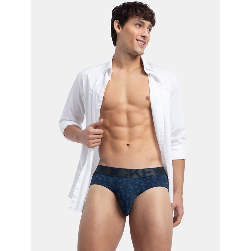 Jockey IC29 Men Tactel Microfiber Elastane Brief - True Navy Printed (S)