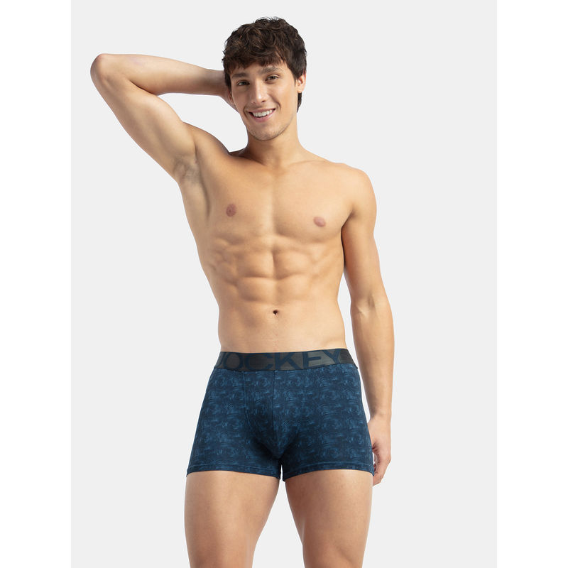 Jockey IC30 Men Tactel Microfiber Elastane Trunk - True Navy Printed (M)