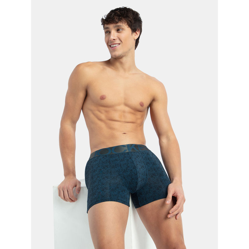Jockey IC30 Men Tactel Microfiber Elastane Trunk - Petrol Base Printed (M)