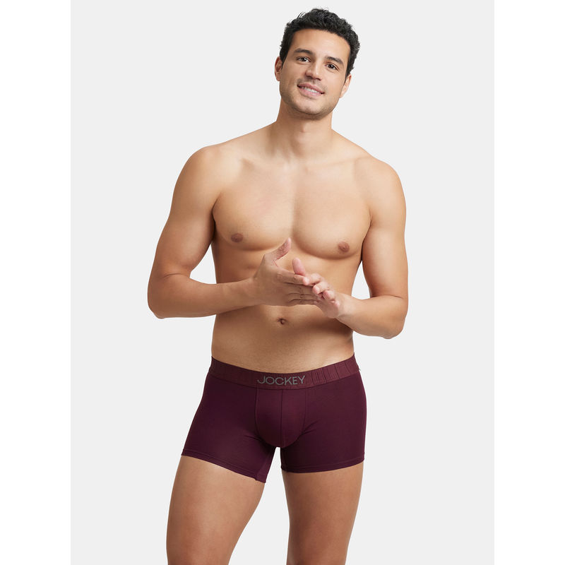 Jockey IC32 Men Supima Cotton Elastane Stretch Solid Trunk - Wine Tasting (M)