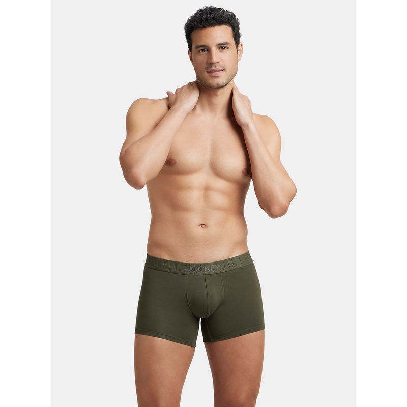 Jockey IC32 Men Supima Cotton Elastane Stretch Solid Trunk - forest Night (L)