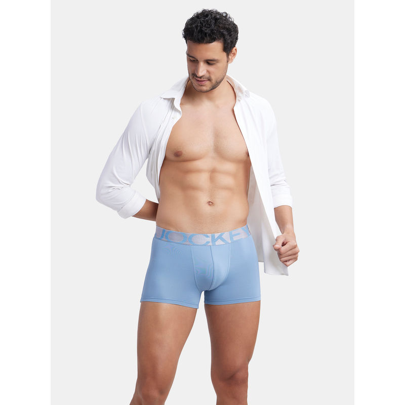 Jockey IC28 Men Tactel Microfiber Elastane Stretch Solid Trunk - Blue Shadow (L)