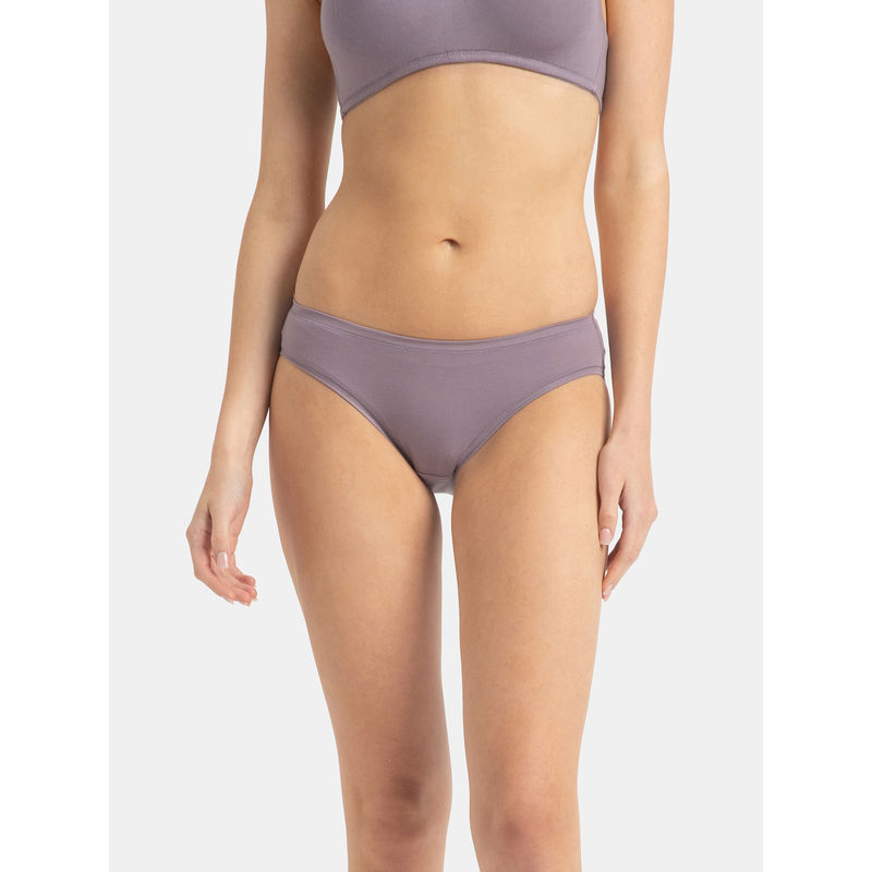 Jockey JW01 Women Medium Coverage Tencel Lyocell Elastane Bikini - Minimal Grey (M)