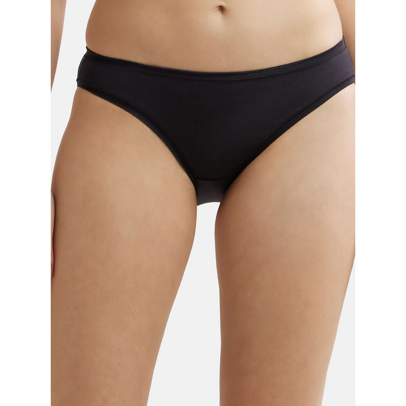 Jockey JW01 Women Medium Coverage Tencel Lyocell Elastane Bikini - Black (L)