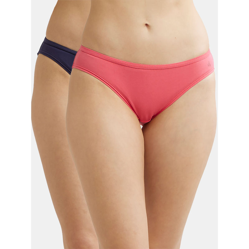Jockey SW01 Women Medium Coverage Cotton Elastane Bikini - Solid Assorted (Pack of 2) (S)