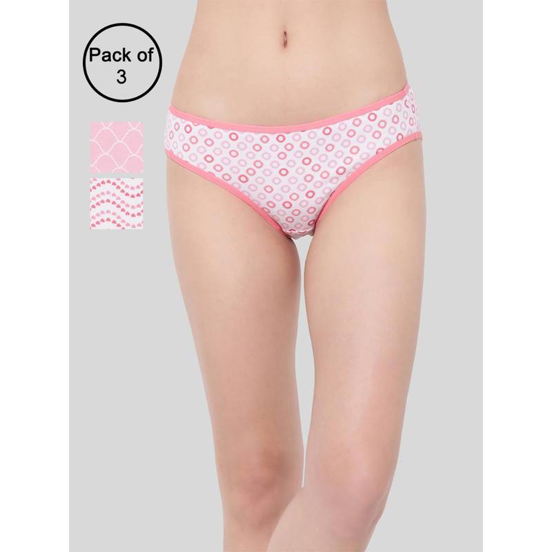 Clovia Cotton Spandex Low Waist Outer Elastic Bikini Panty Multi-Color (Pack of 3) (XL)