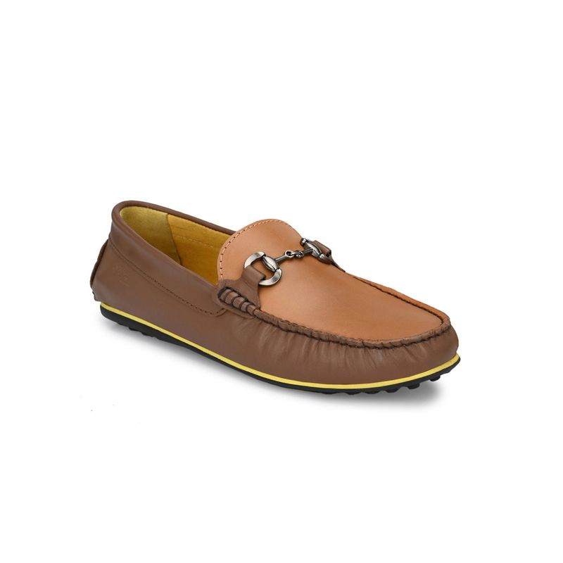 Hitz Men's Brown Leather Slip-On Loafers Shoes (UK 6)