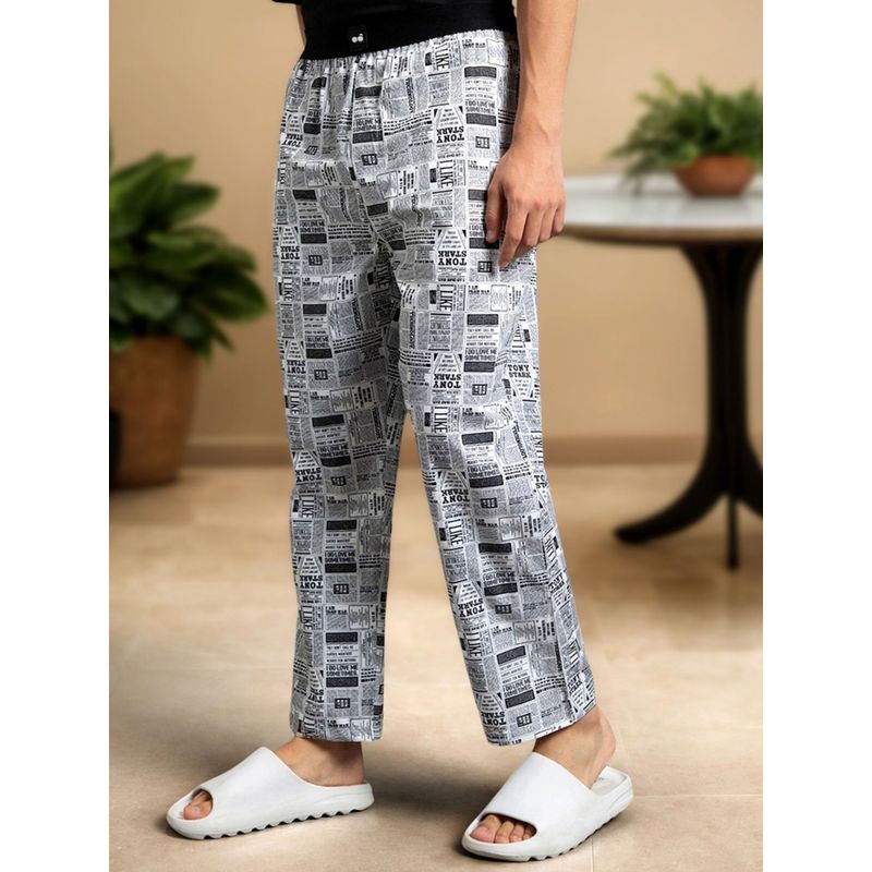 Bewakoof Official Marvel Men's White Ironman All Over Printed Pyjamas (XL)