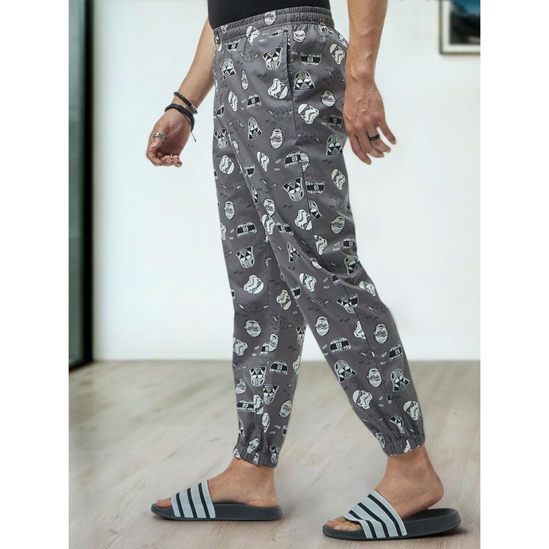 Bewakoof Official Disney Men's Grey Grogu All Over Printed Pyjamas (M)