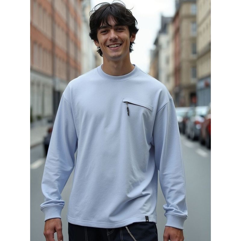 Bewakoof Men's Baby Lavender Super Loose Fit T-shirt (M)