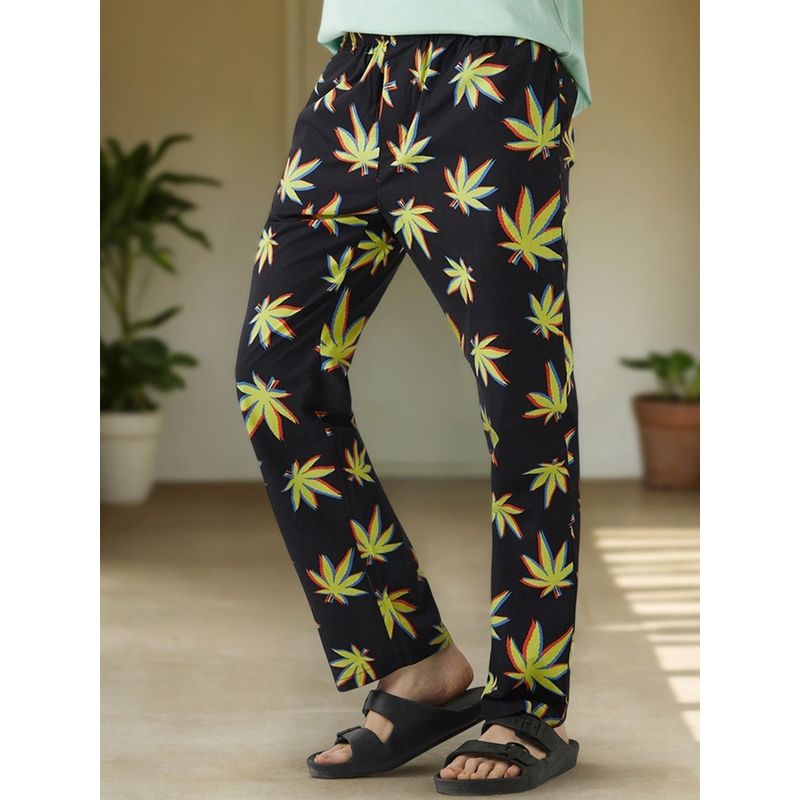 Bewakoof Men's Black All Over Printed Pyjamas (S)