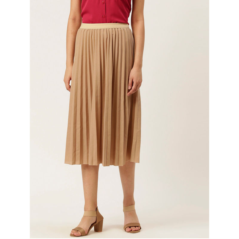 Buy Twenty Dresses By Nykaa Fashion Beige Pleated Spring Travel Skirts Online