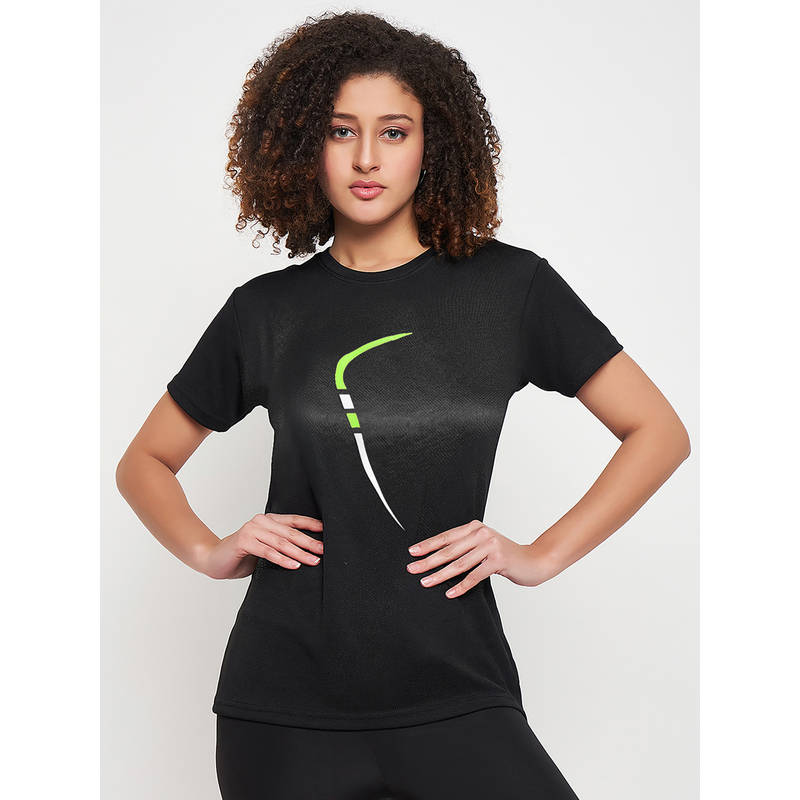 Clovia Comfort Fit Active T-shirt in Black (XXL)