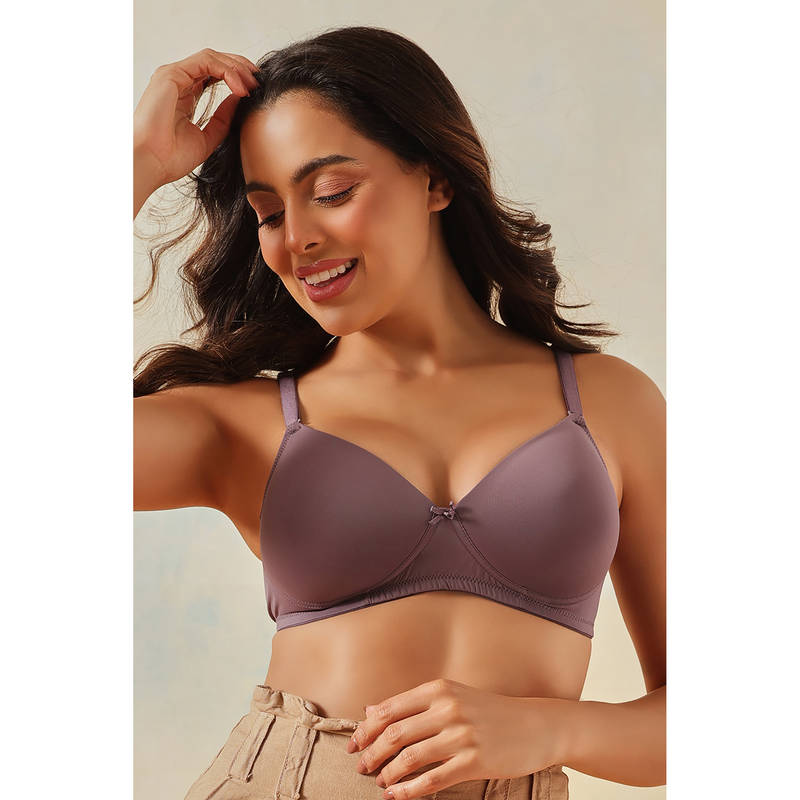 Clovia Polyamide Padded Full Cup Wire Free T-Shirt Bra - Purple (34D)