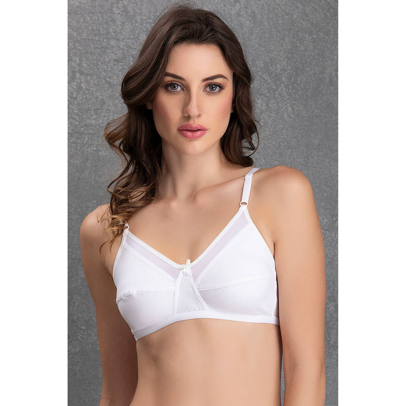 Clovia Cotton Solid Non-Padded Full Cup Wire Free Everyday Bra - White (38C)