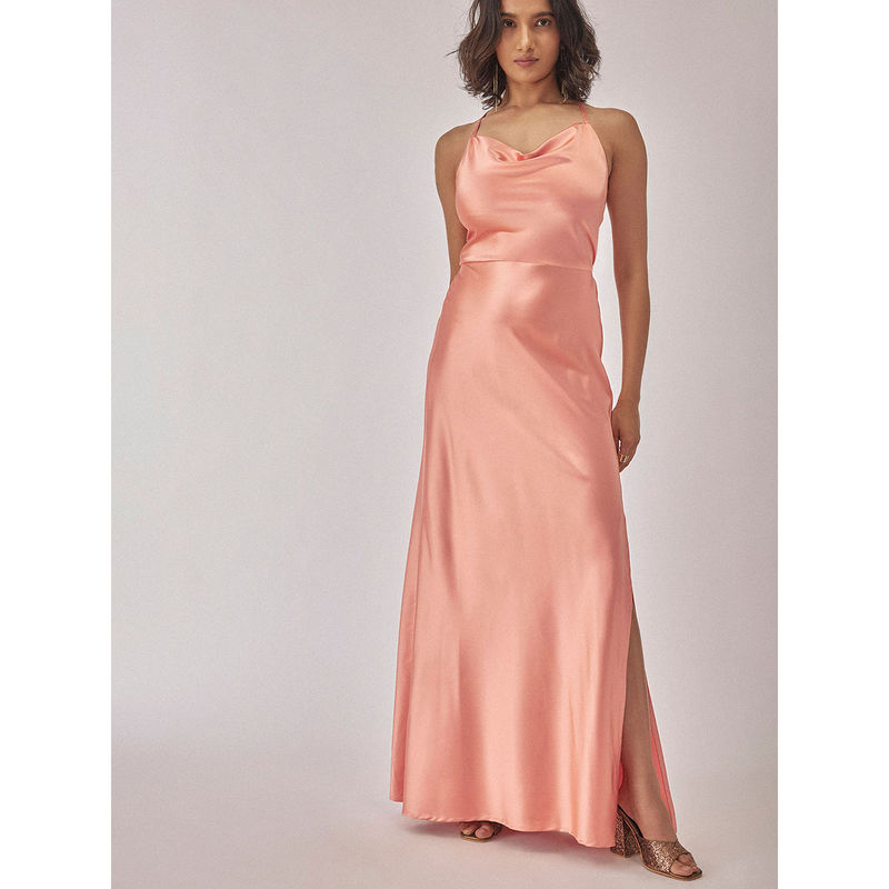 The Label Life Light Coral Satin Maxi (S)
