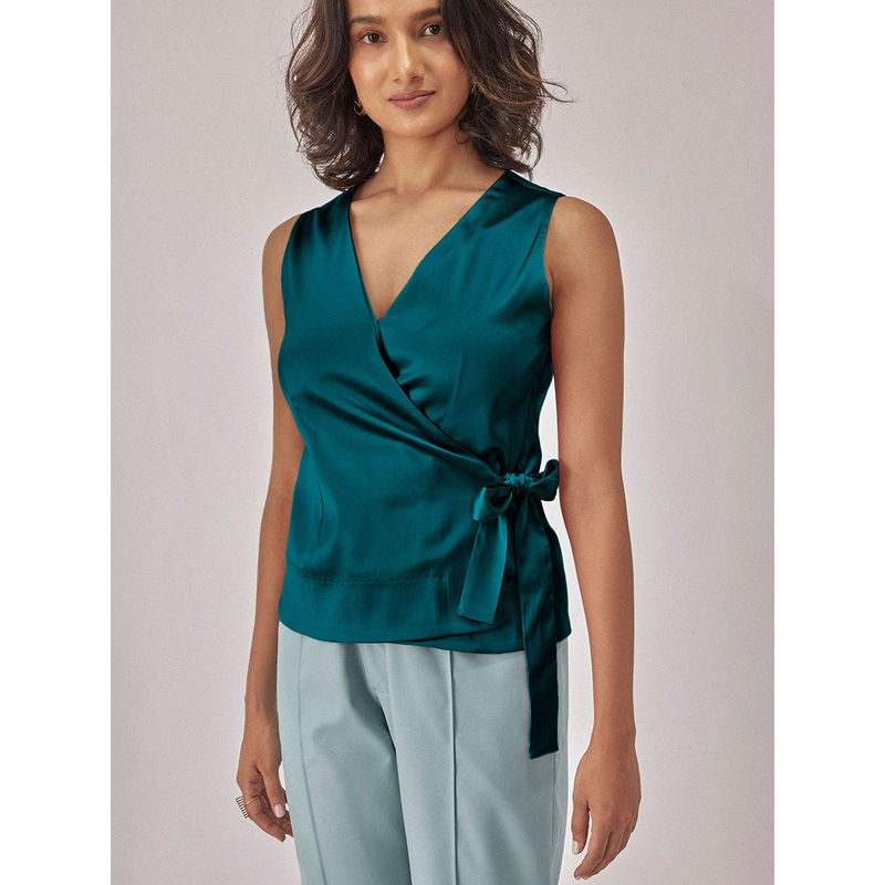 Satin wrap top online