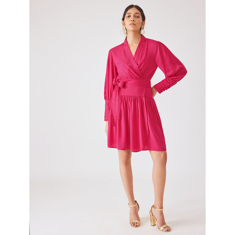 The Label Life Hot Pink Shawl Collar Dress (Set of 2) (S)