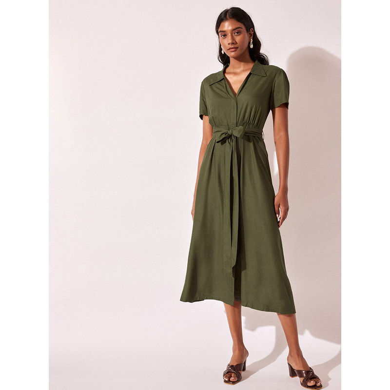 The Label Life Olive Belted Midi Dress (Set of 2) (S)