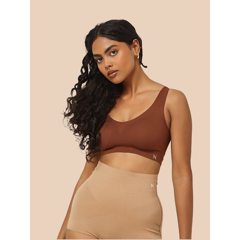 Krvvy Ultrasoft Wireless Seamless Bralette | Full Coverage Slip-On with Removable Pads (M)