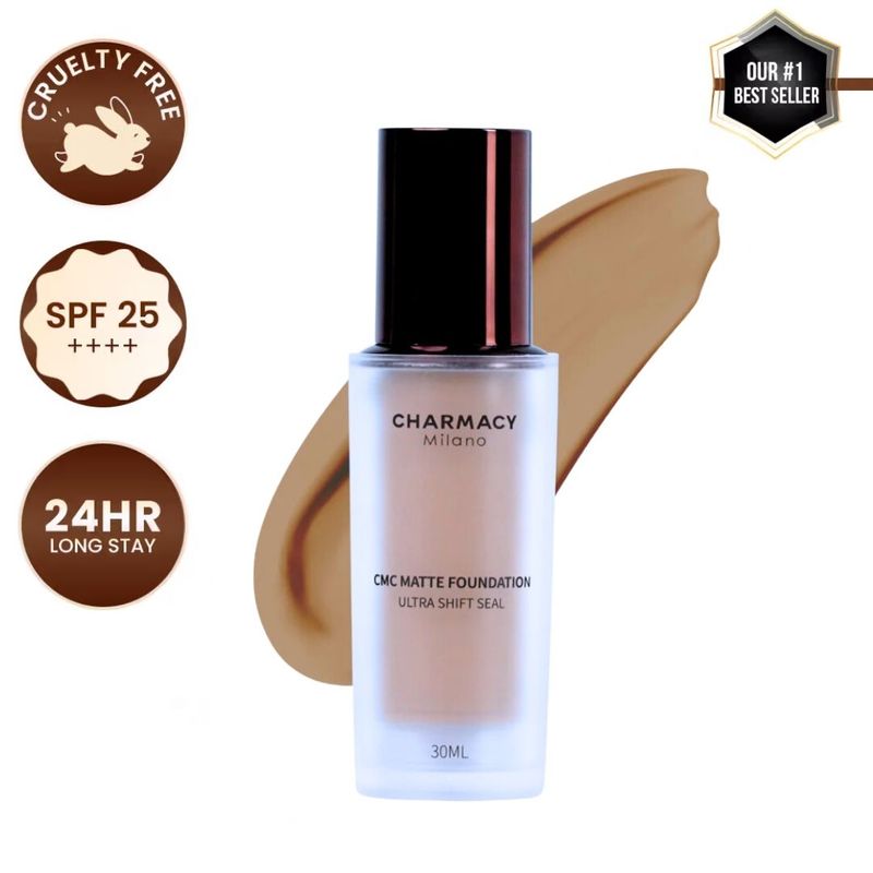 Charmacy Milano Matte Foundation - 11 - 24Hr, SPF25, Waterproof, Full Coverage, Lightweight, HD Finish