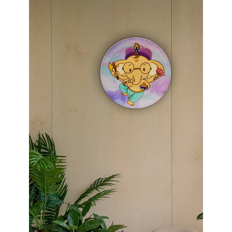 KOLOROBIA Bal Ganesha Decorative Wall Plate 8 Inch