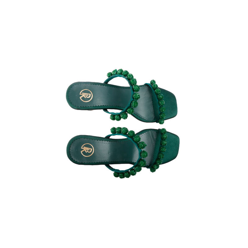 PREET KAUR Green Burano Block Heels (EURO 36)