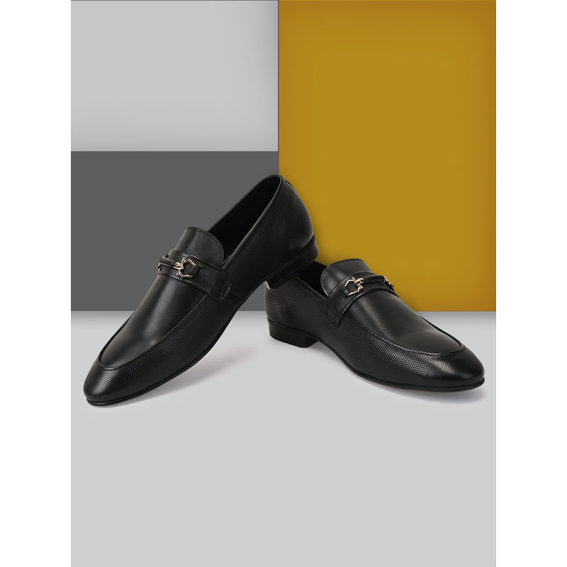 Teakwood Men Black Genuine Leather Formal Slip On Shoes - Euro 40