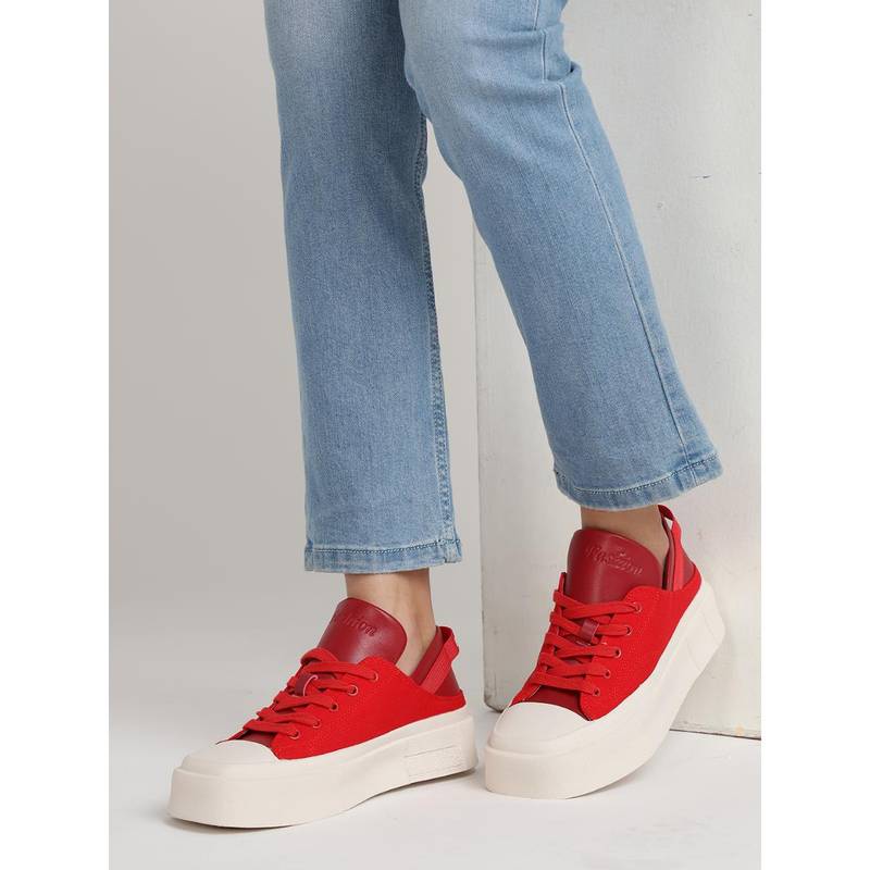 Truffle Collection Red Solid Casual Sneakers (UK 4)