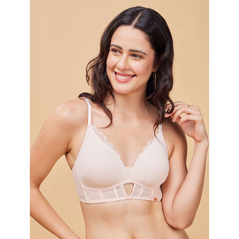 Enamor F134 Padded Wire-Free High-Coverage Lace T-shirt Bra (32B)